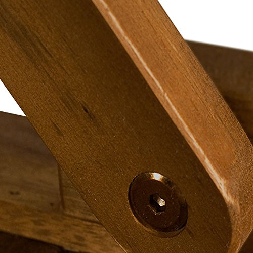 Detalle plegable de la Mesa Auxiliar de jardín Madera de Acacia de café para Exterior Plegable 46x46 cm terraza Patio. Casaria