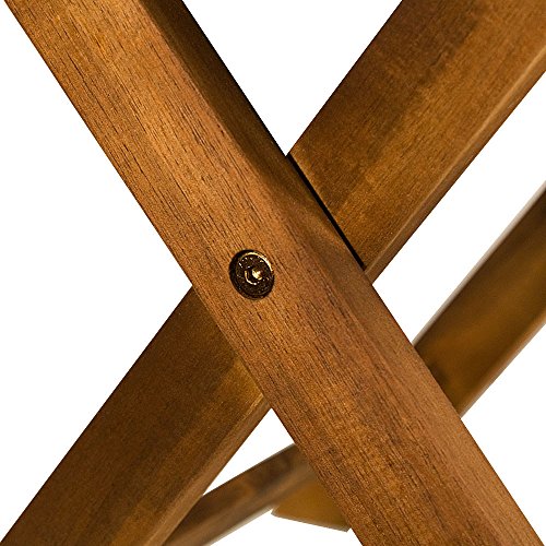 Detalle patas de Mesa Auxiliar de jardín Madera de Acacia de café para Exterior Plegable 46x46 cm terraza Patio. Casaria