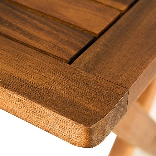Detalle de Mesa Auxiliar de jardín Madera de Acacia de café para Exterior Plegable 46x46 cm terraza Patio. Casaria