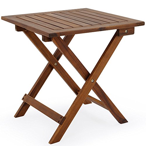 Mesa Auxiliar de jardín Madera de Acacia de café para Exterior Plegable 46x46 cm terraza Patio. Casaria