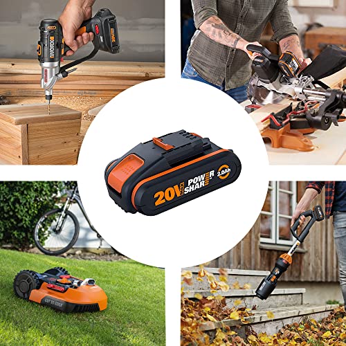 4 Imagenes de herraientas eléctricas usando la misma batería Worx