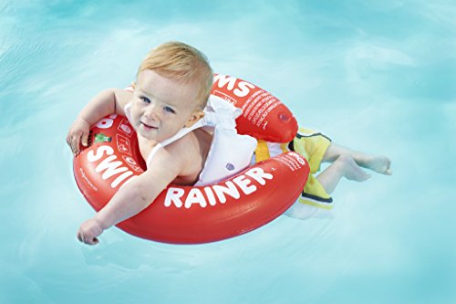 Niño en piscina conFlotador de aprendizaje de natación para niños hasta 15 kg, color rojo. Fred's Swim Academy