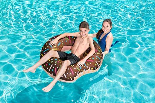 Flotador Donut Hinchable de 107 cm en 2 sabores, fresa y chocolate. Vista en piscina. Bestway 36118 | maxjardin