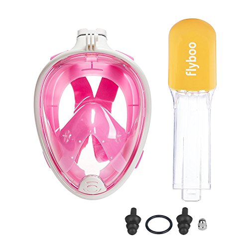 Máscara de snorkel antivaho preparada para Gopro de color rosa de Flyboo Máscara y tubo