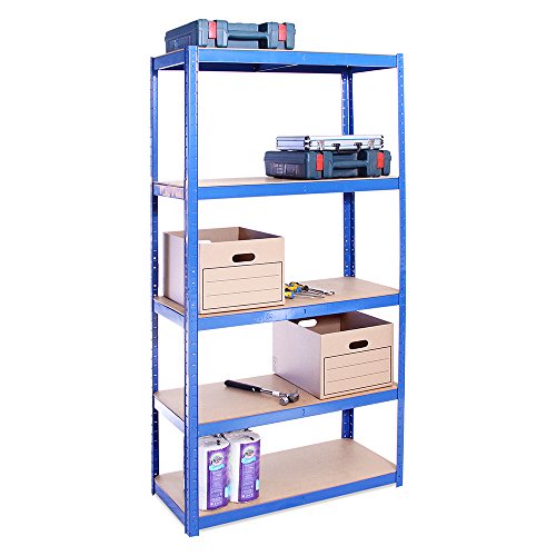 Estantería de Almacenamiento para Garaje, Acero Inoxidable con Recubrimiento de Polvo Azul, 180cm x 90cm x 40cm. G-Rack 0022 | maxjardin