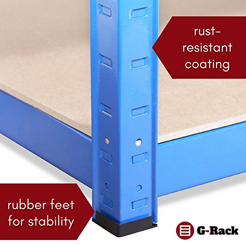 Estantería de Almacenamiento para Garaje, Acero Inoxidable con Recubrimiento de Polvo Azul, 180cm x 90cm x 40cm. G-Rack 0022 | maxjardin