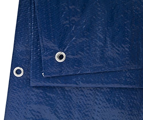 Detalle de ojales de la Lona de protección Universal azul/verde 3 x 6 m 90 g/m2 | Funda protectora | Lona impermeable. GardenMate
