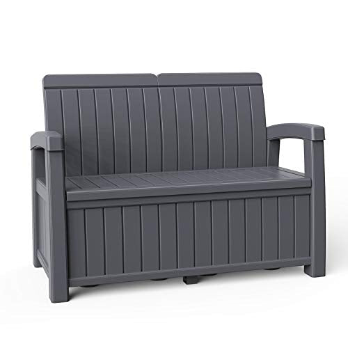 Banco Arcón de Resina para Jardín Vita Gris Antracita 124x66x90 cm 230 litros. Gardiun