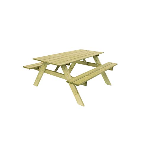 Mesa con bancos corridos de Madera Tratada certificada FSC para 6-8 Personas, 165 x 154 x 75 cm 20/25 mm, Essential. KSU12894. GARDIUN