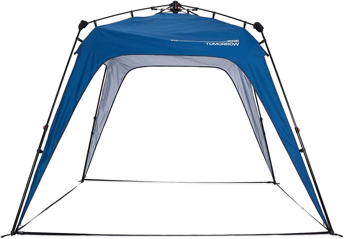 Carpa para eventos, festival o acampada 2,5x2,5x1,9 m, Instalación Fácil, Color Negro, Resistencia a la lluvia. Lumaland. Detalle frontal color azul