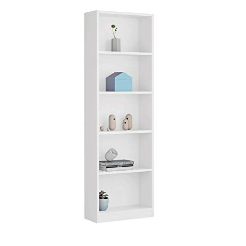 Estantería Juvenil 6 baldas, Librería Vertical, Modelo I-Joy, Acabado en Color Blanco Artik, Medidas: 180 cm (Alto) x 52 cm (Ancho) x 25 cm (Fondo) Habitdesign | maxjardin