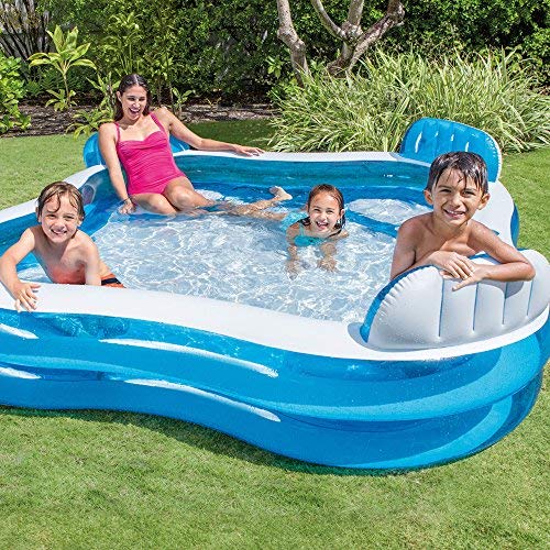 Intex 56475NP - Piscina hinchable cuadrada con asientos 229 x 66 cm 【990 litros】