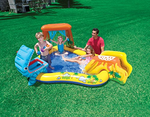 Intex 57444NP - Centro juegos hinchable dinosaurio 249 x 191 x 109 cm, 272 litros. Ambiente