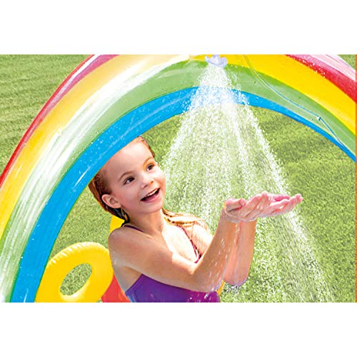 Intex 57453NP - Centro juegos hinchable arcoiris 297 x 193 x 135 cm, 206 y 175 litros