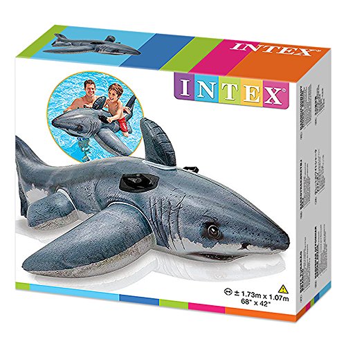 Tiburón hinchable fotorrealista con 2 asas, 173 x 107 cm 57525NP - Intex
