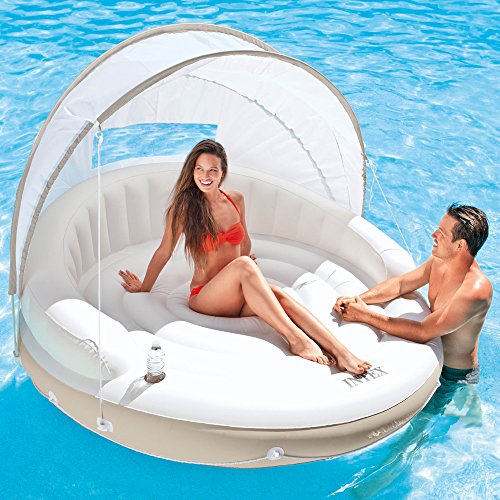 Isla cama hinchable Canopy crema 199 x 150 cm 58292EU - Intex