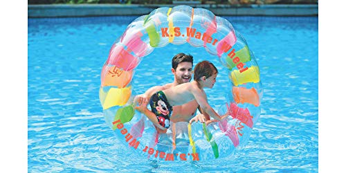 Niño y padre con Rueda hinchable de Jilong en piscina