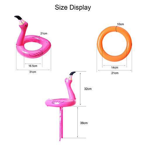 Juego de Flamenco Inflable de Lanzamiento de Anillos con 12 Anillas y 2 Flamenco para Fiesta en la Piscina. 14PCS - KATOOM