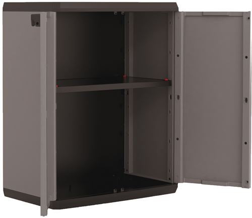 Armario bajo gris de 1 balda, para garage, porche, trastero o sótano, Ref. 9727000. Keter | maxjardin