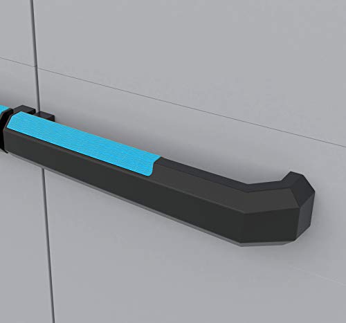 Armario bajo, Negro y Gris Linear Tiradores en Azul, 90 x 68 x 39 cm. Keter | maxjardin