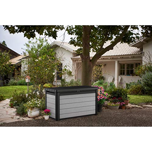 Arcón Exterior Denali 100, 390 litros, gris, 122.9 x 62.1 x 70.6 cm. Keter. Detalle jardín