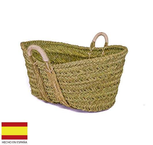 Leñero de Esparto con Asas de Pita Grande (57X47X29) 7110-2 Hecha en España. Cestería Aparici