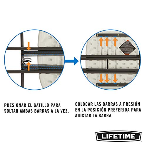 Modo de ajuste de altura de la Mesa plegable multiusos ultrarresistente 66x46x61/66/71 cm UV100. 80251 LIFETIME