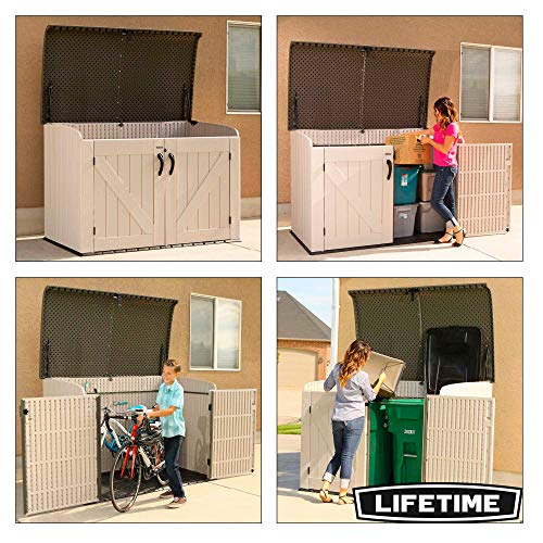 Arcón cobertizo para guardar bicicletas en el exterior ultrarresistente Lifetime 190 x 106 x 131 cm. Protección UV 100. Usos diversos del arcón. 60170 LIFETIME