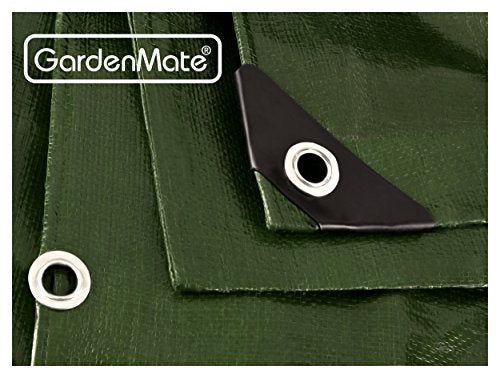 Detalle de la Lona de protección Premium verde 3 m x 4 m 200 g/m2 | Funda protectora | Lona impermeable. GardenMate