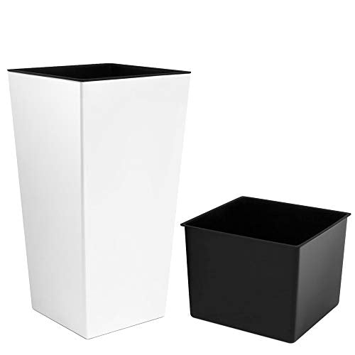 Maceta alta cuadrada blanca y cubeta interior Prosperplast