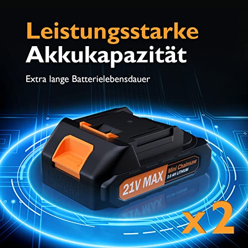 Incluidas 2 baterías muy potentes con la motosierra manual XIAZIR