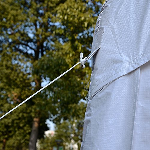 Carpa 6x4m 4 Paneles Laterales 6 Ventanas, Acero PE Blanco. Detalle de tirante en jardín. Outsunny