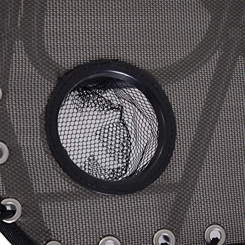 Conjunto de 1 Mesa y 2 Tumbonas Set Exteriores Plegable y Portátil para Jardín Playa Relajante con Respaldo Reclinable Textilene Acero Gris. Detalle de posavasos. Outsunny