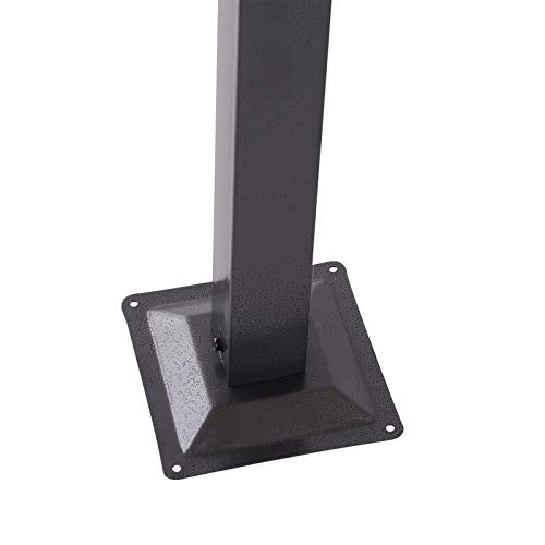 Detalle del soporte de sujeción al suelo de la Pérgola Metal 3x3m con Techo Retráctil Tela Poliéster Resistente al Agua y UV. Outsunny