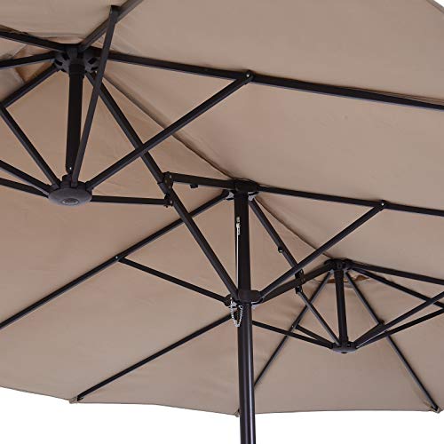 Estructura del Sombrilla grande Doble Grande 4,6x2,7m Sombrilla con Manivela Manual Resistente al Agua y Protección Solar UV para Terraza Playa Piscina Café. Outsunny