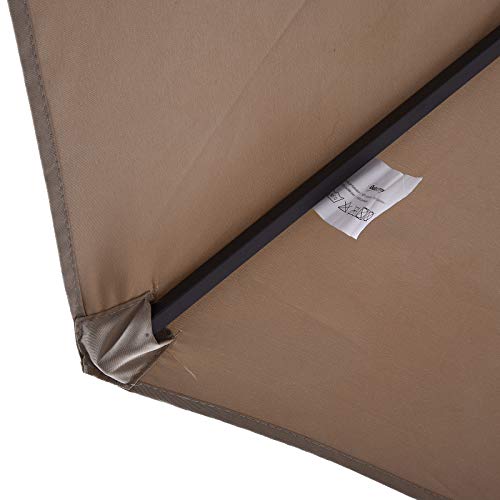 Detalle de la unión de lona con estructura del Parasol Doble Grande 4,6x2,7m Sombrilla con Manivela Manual Resistente al Agua y Protección Solar UV para Terraza Playa Piscina Café. Outsunny