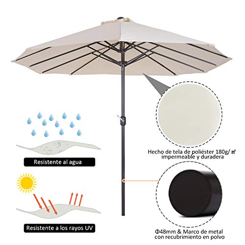 Características del Parasol Doble con Tela de Poliéster, Protección UV 4,6x2,7x2,4m Beige. Outsunny