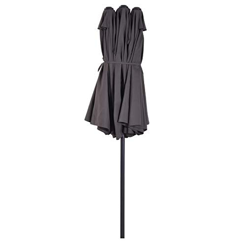 Plegado del Parasol Sombrilla Doble Tela de Poliéster Protección Solar UV 4.6x2.7x2.4m Gris. OutsunnyParasol DobleTela de Poliéster Protección Solar UV 4.6x2.7x2.4m Gris. Outsunny