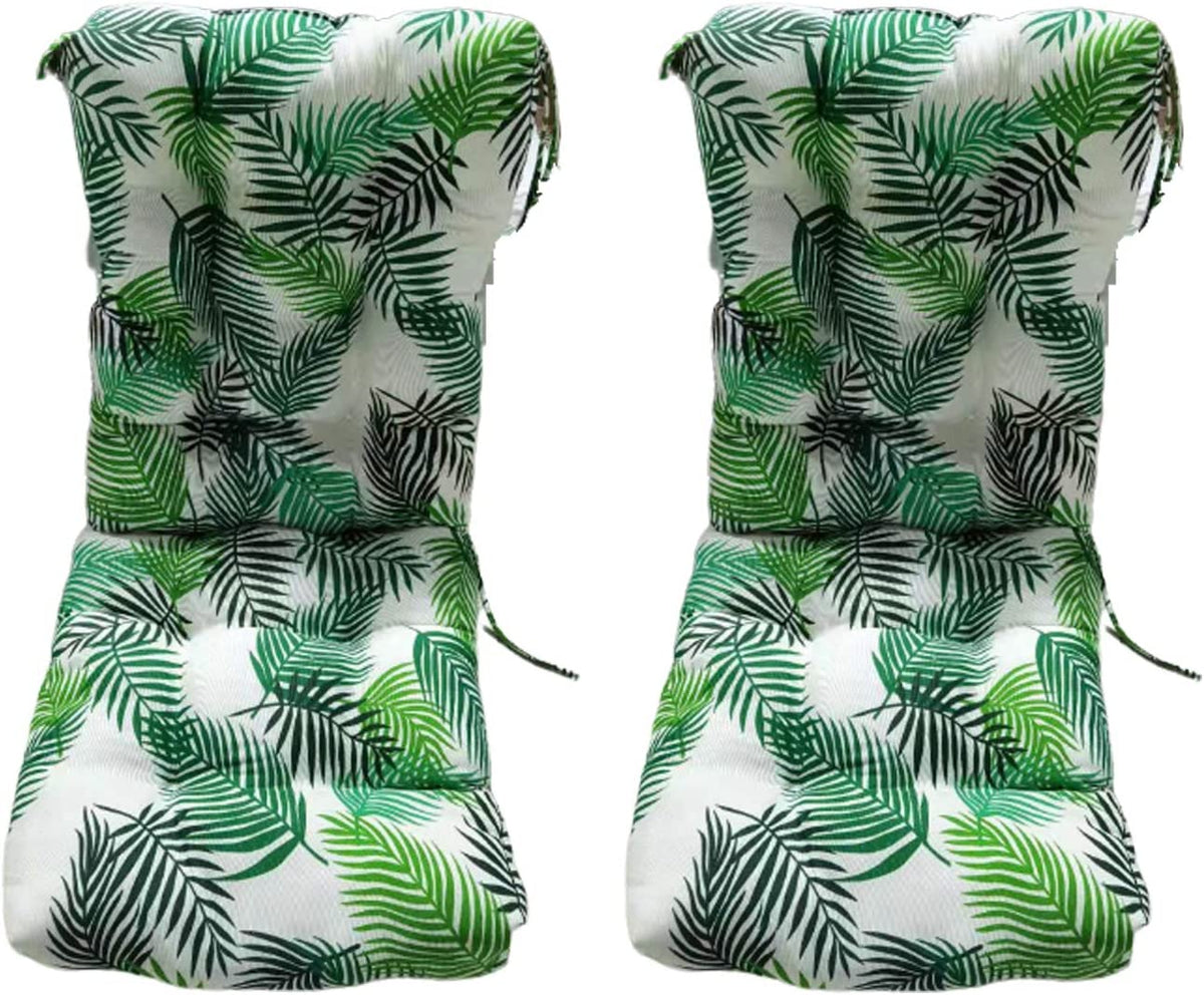 Conjunto decorado con hojas de palmera del Pack 2 Cojines Cómodos con Respaldo para mecedoras, bancos terraza o silla en Interior y Exterior. LEMON TREE