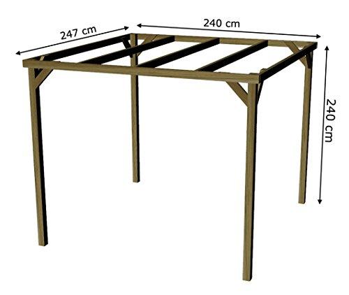 Medidas de la Pérgola Rústica de Madera tratada de 240x240x240 cm. AD servicios