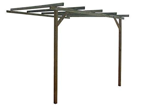Vista general de la Pérgola para Pared de Madera tratada 270/240 cm x 240 cm x 240 cm. Hecho en España por AD servicios