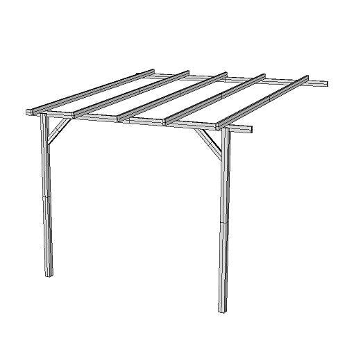 Estructura de la Pérgola para Pared de Madera tratada 270/240 cm x 240 cm x 240 cm. Hecho en España por AD servicios