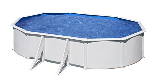 Vista general de la Piscina Elevada Ovalada Bora Bora, Acero Blanco, 610 x 375 x 120 cm 【30.000 litros】 Gre KITPROV613 -detalle-5