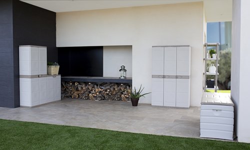 Titanium Armarios, Beige, 105x44x176 cm. (HLKRQ). Plastiken | maxjardin