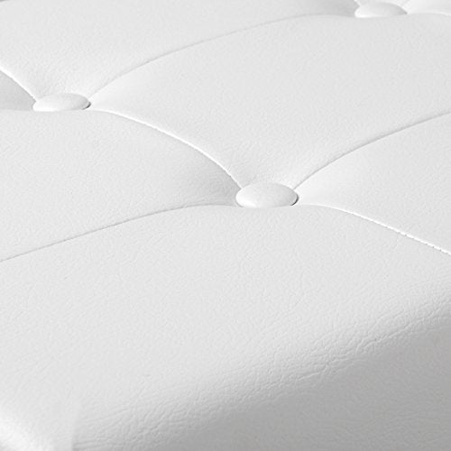 Acolchado del Puff rectangular Reposapiés Plegable con Caja de Almacenaje Acolchada tapizado en Piel Sintética hasta 300 kg, 76 x 37,5 x 38 cm, Blanco, SH16ws. # 836. WOLTU®