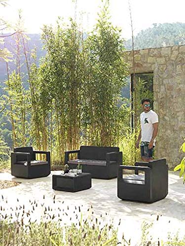Conjunto Muebles Sofa 2 Plazas + 2 Sillones + mesa baja Venus. Detalle en ambiente exterior. Shaf