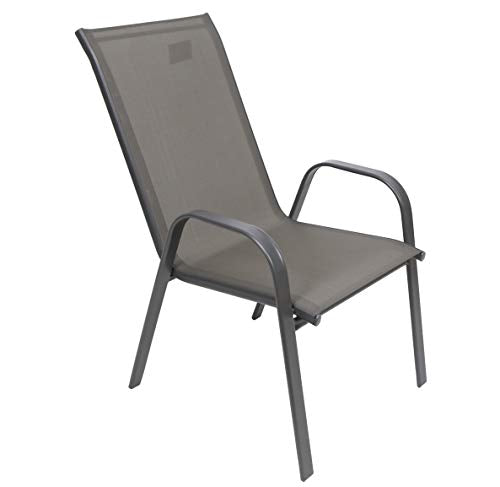 Silla Metálica APILABLE con Lona PVC. Ideal para Jardin O TERRAZA. (75 x 55 x 96cm) (Gris/Lona Gris Oscuro). Thesecrethome