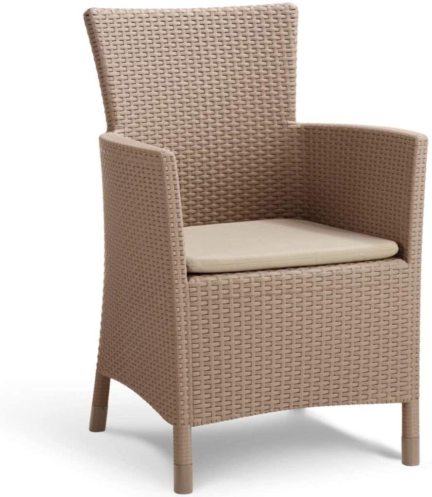 Sillón de terraza y jardín Iowa de Keter fabricado en tejido tipo ratán de color capuchino