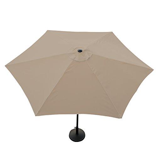 Vista cenital de sombrilla Parasol de Aluminio 300cm con Inclinación, Manivela, Sombrilla con Mástil de Aluminio de 38mm para Patio Terraza Playa (Beige). Angel Living