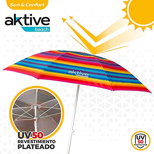 Protección UV 50 de la sombrilla de playa con rayas de colores Beach Aktive